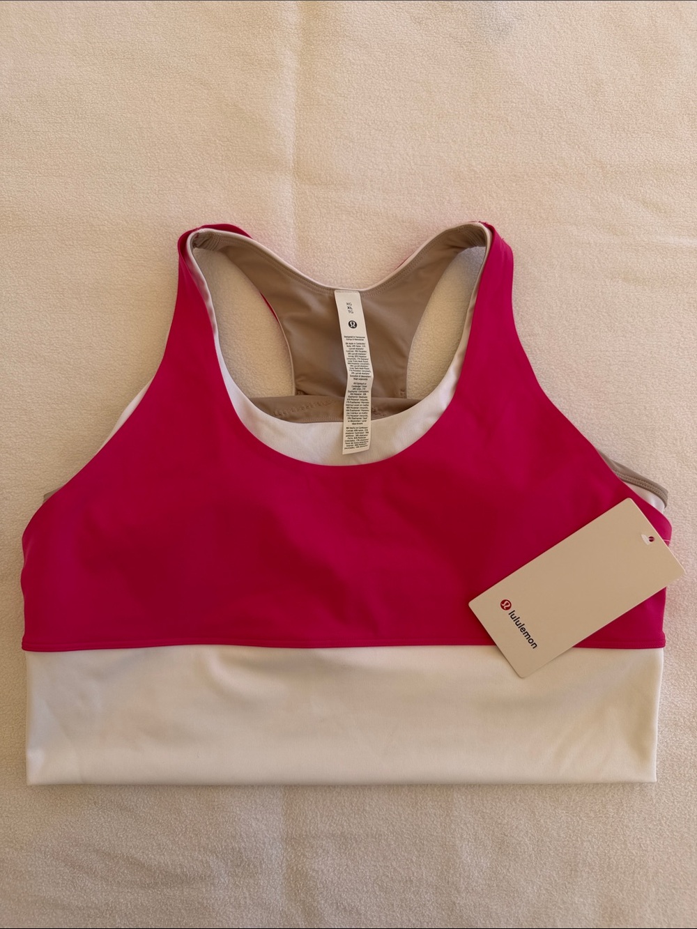 lululemon athletica Fuchsia & White Colorblock Sports Bra